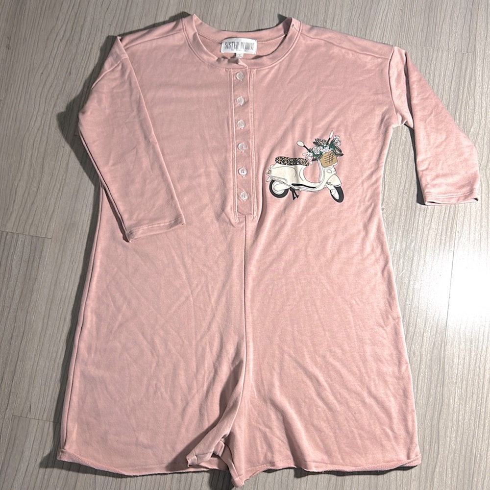 NWOT Sister Bloom fleece PJ romper, S/M